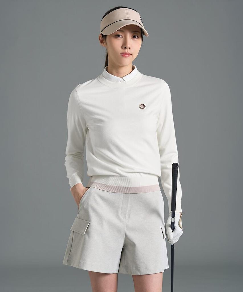 BEANPOLE GOLF Women'S Round Neck Long Sleeve Pullover Ivory