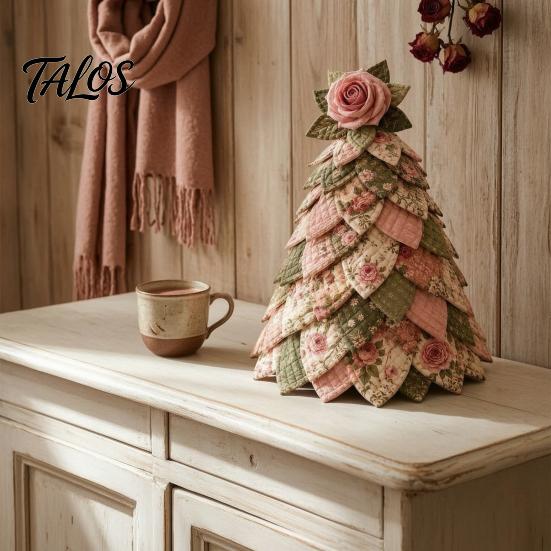 Creative Holiday Gift Ideas DIY Quilted 3D Christmas Tree Craft Kit for Beginners, Handmade Fabric Patchwork Handcrafted Decor Set Tabletop