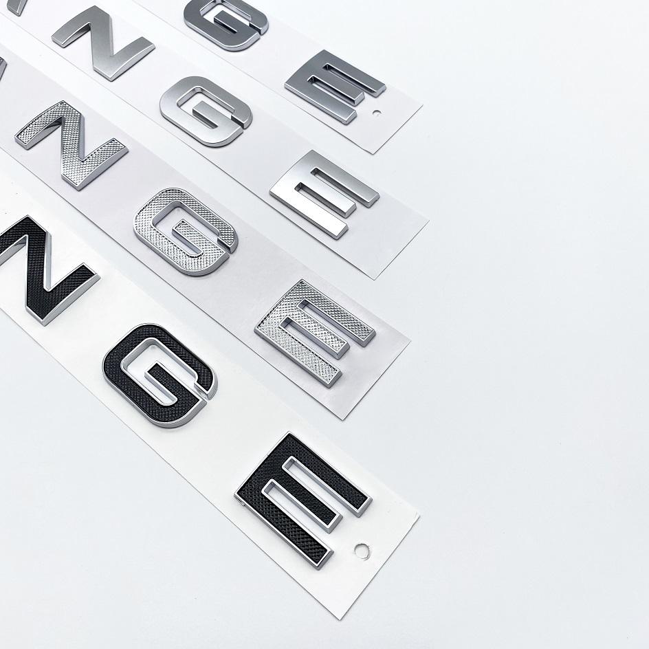Krom Silver Svart Bokstäver Emblem Bilstyling Tillbehör Eftermontering Motorhuv Baklucka Märke Klistermärke För Range Rover Sport Evoque