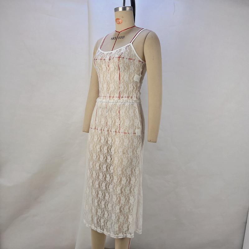 Women's Sexy Temperament Model See-through Lace Suit