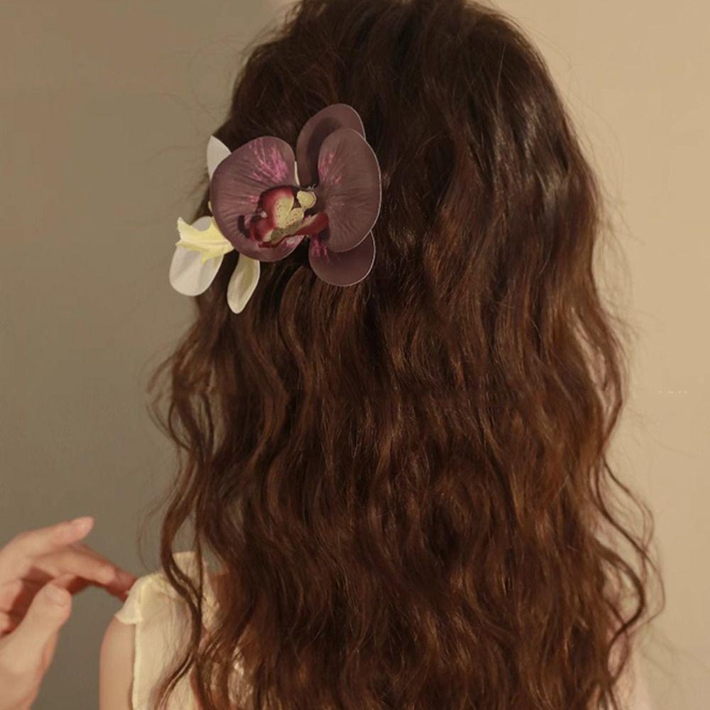 Bohemia Barrettes Butterfly Orchid Hair Clip Ponytail Clip Large Shark Clip Flower Hair Claw  Girl
