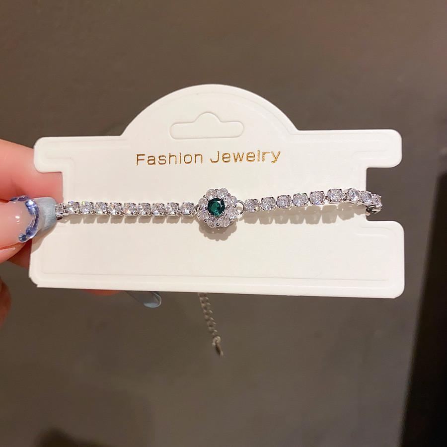 Floral Zirconia Pendant Bracelet For Women Elegant Summer Jewelry Gift For Ladies