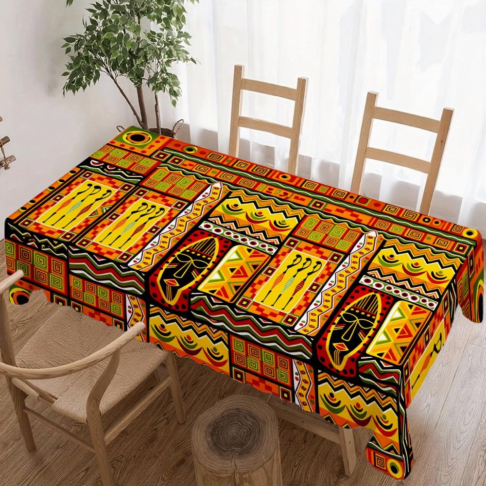 Nappe Rectangle Imprimé Africain pour Décoration de Table Cuisine Salle à Manger Imperméable Réutilisable Nappe pour Tables Fête Pique-nique 90x140cm