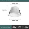 Nufeng Anti-Glare Rechargeable LED Recessed Downlight