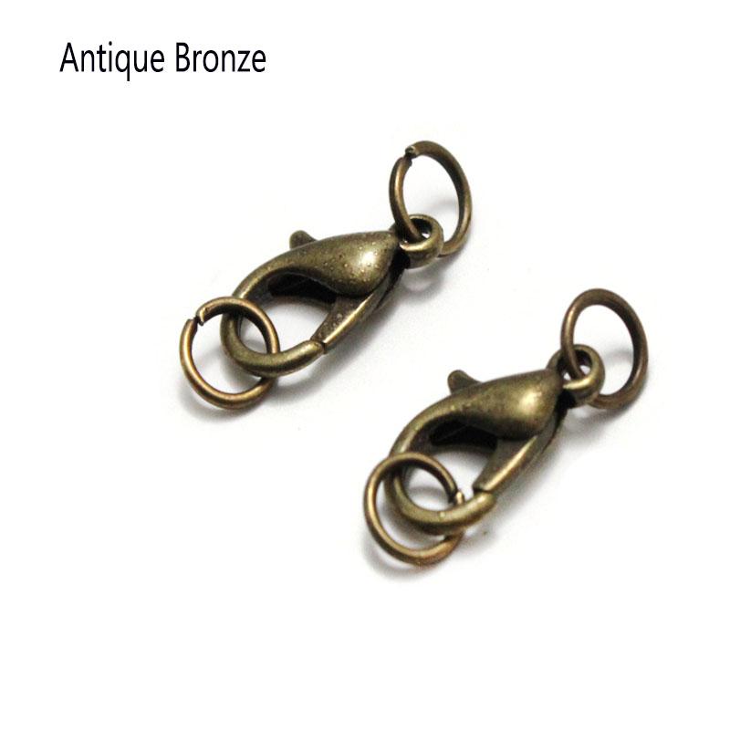

50pcs Silver Plated Alloy Lobster Clasp Hooks and Jump Ring for Necklace Bracelet Chain Connectors DIY Jewelry Findings Supplies 6x12mm античный бронзовый