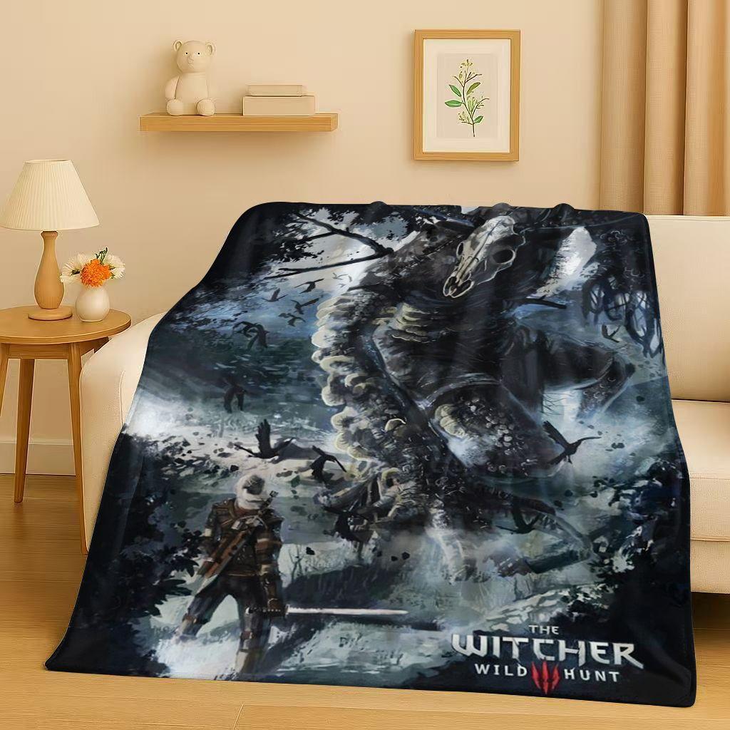 HD The W-Witcher Game Geralt Gamer Cartoon Flannel Blanket,Ultra Soft Plush Throw for Home Bedroom Bed Sofa Cover Kid Gift