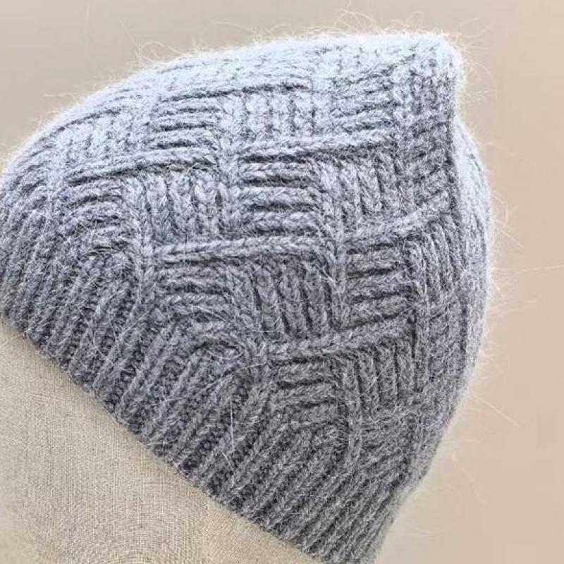 Rabbit Fur Knitted Beanie Winter Warm Hats For Women Soft Fleece Lined Fashion Slouchy Casual Beanies Cold Weather Accessory