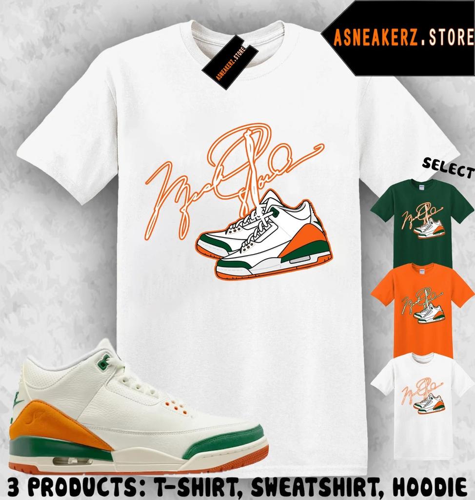Tee Shirt Matching SoleFly X AJ 3 Miami To Match Sneaker MJ Shoelace 3s T Shirt