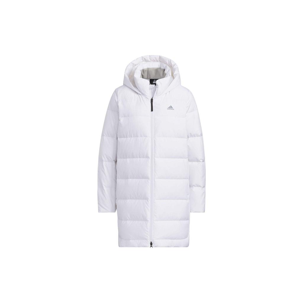 adidas Women's White Hooded Mid-Length Down Jacket IL8936