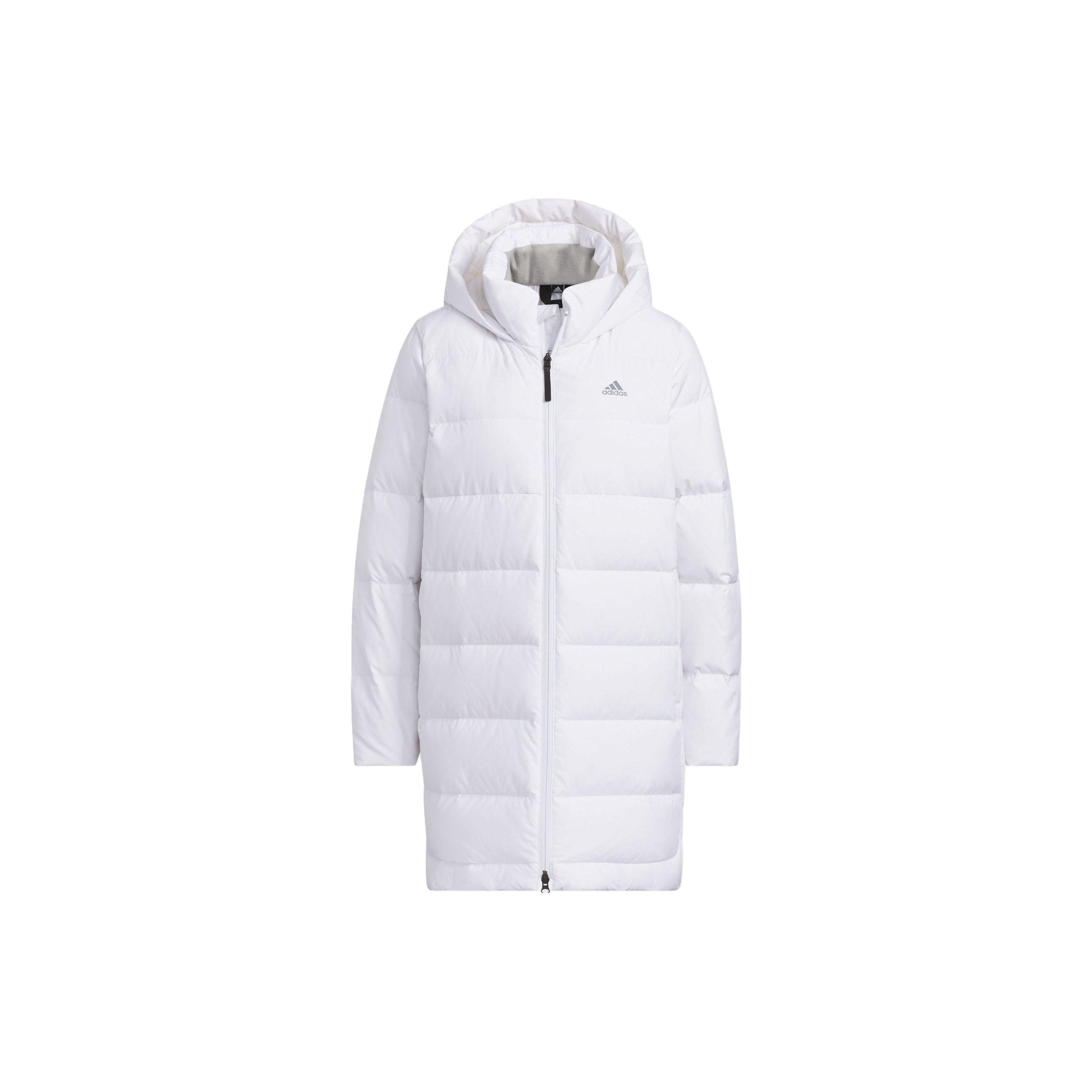 adidas Women s White Hooded Mid-Length Down Jacket IL8936 L