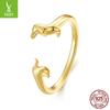 Popular Dachshund Open Ring Multi-Color Optional, Cute Animal 925 Sterling Silver Puppy Ring