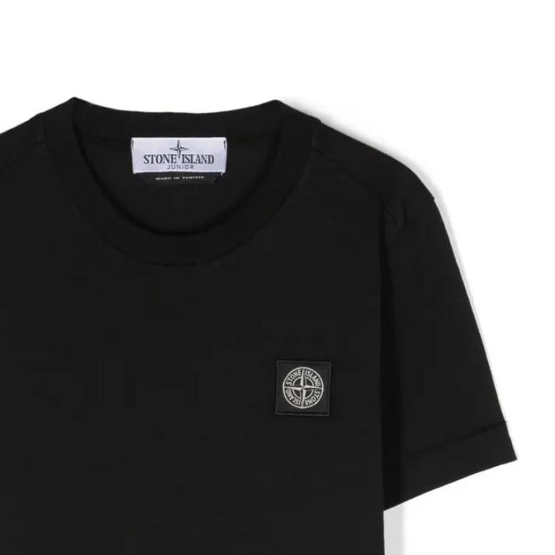 STONE ISLAND T-Shirt Solid Color Crew Neck Short Sleeve Kids Tops Black 791620147-V0029