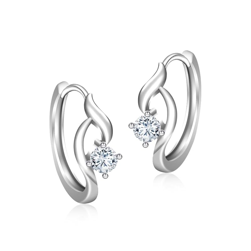 

[Naniwaai] earrings ladies April birthstone hoop silver Compatible with metal allergies flower ring woman present Christmas birthday anniversary april