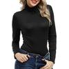 Women Bottoming Tops High Collar Long Sleeve Slim Fit Pullover Tops Solid Color Basic Turtleneck Blouse Daily Wear