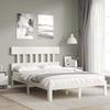 VidaXL Bed Frame with Headboard White 140x190 Cm Solid Wood 3193577