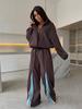 Women's 2 Piece Casual Outfit Set 2026 Spring Fall Striped Color Block Sweatshirt Straight Leg Pants Tracksuit