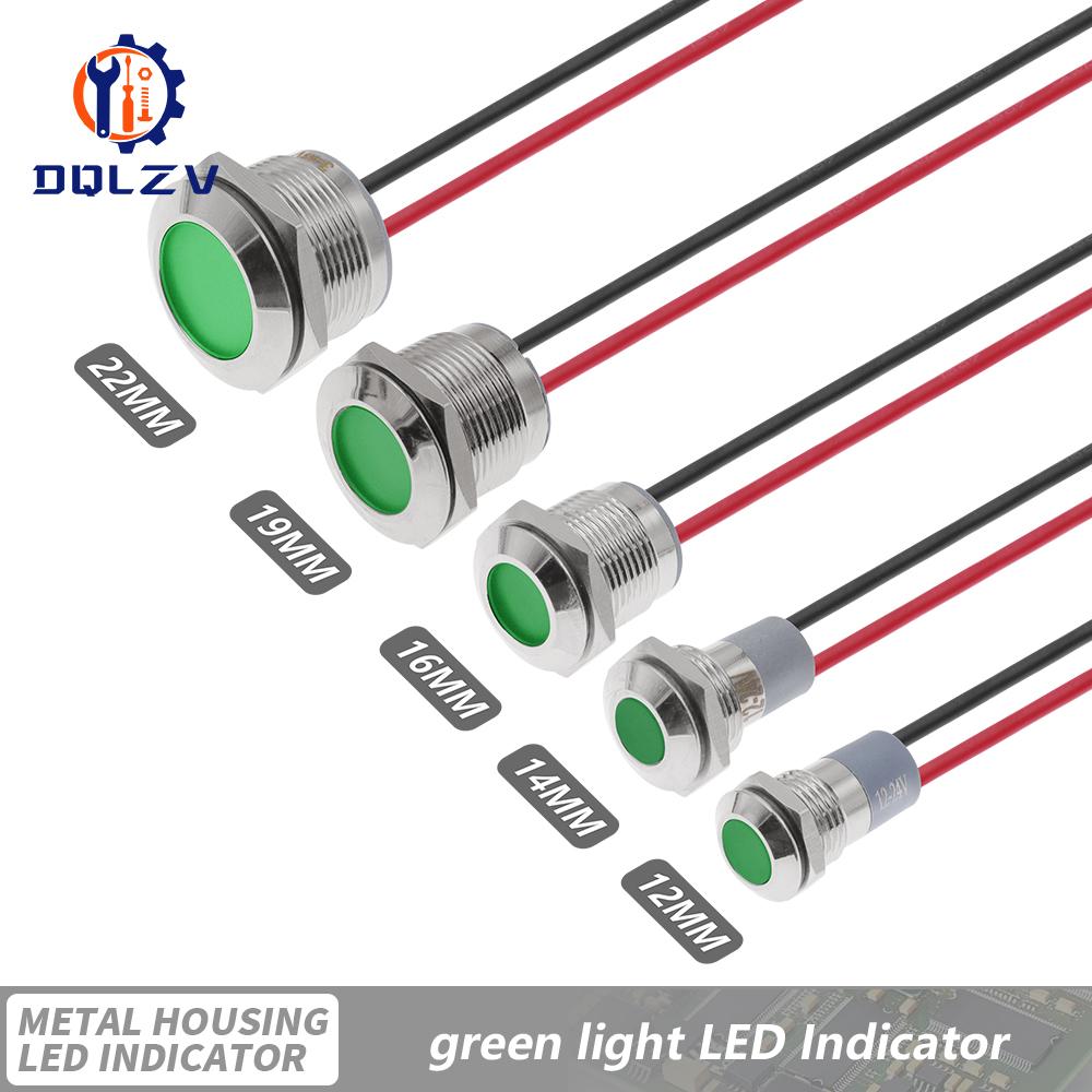 6mm 8mm 10mm 12mm 14mm 16mm 19mm 22mmWaterproof IP67 Metal LED Warning Indicator Light Signal Lamp Pilot Wire 3V 12V 24V 48V