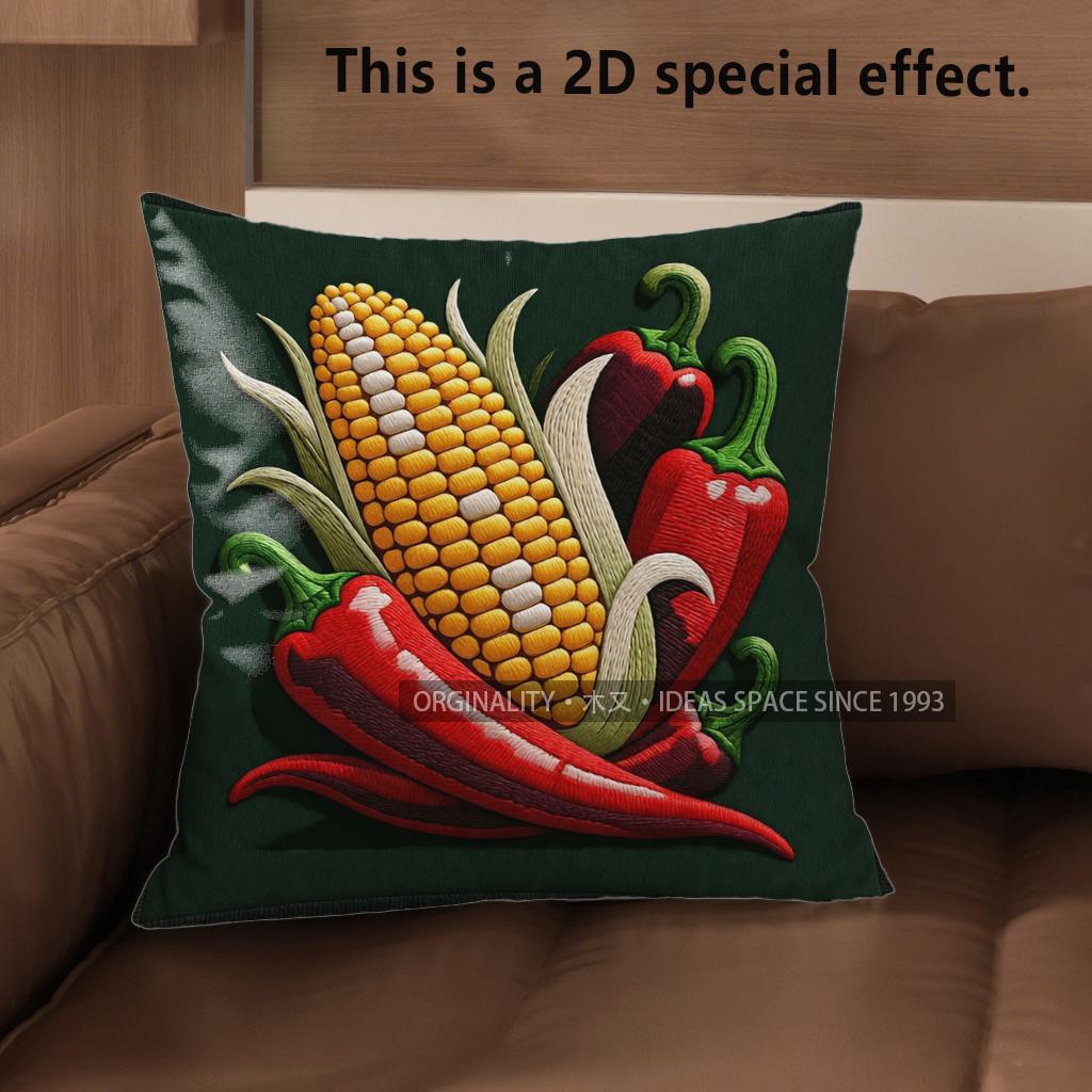 2D Southwestern Chili Corn Taco Throw Pillow Covers Pattern Cushion Cover Suitable For Sofa Bedroom Car Pillow Cover