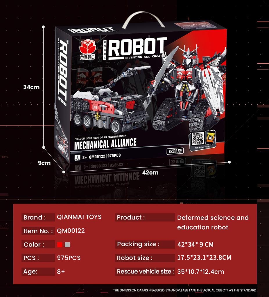 Non-Toxic 975Pcs 2 In 1 City Technical Rc Robot Truck Car Building Blocks Moc Remote Control Rescue Vehicle Bricks Toys For Kids Diy Gifts