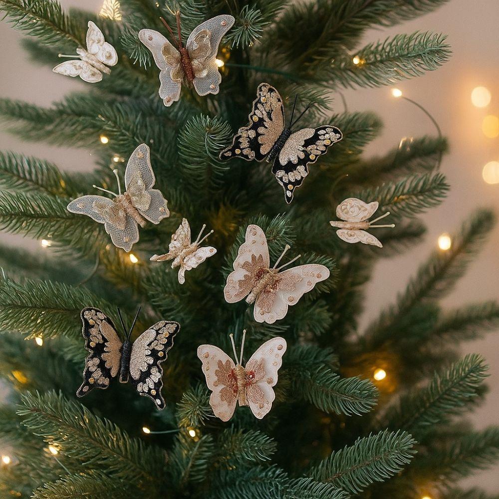 Colorful Butterfly Christmas Decoration Plastic Feather Christmas Tree Decorations  Xmas New Year