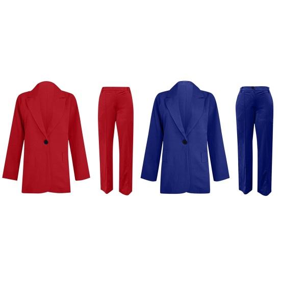 Dámské dvoudílné business oblečení s klopami, jednořadé s jedním knoflíkem, elegantní sako a kalhoty, ležérní kancelářská pracovní sada