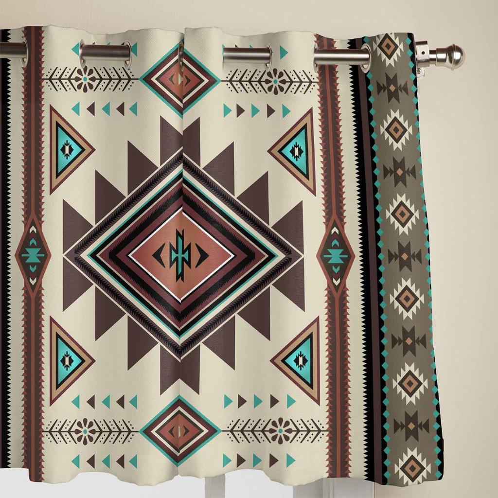 Braune Böhmische Geometrische Fenstervorhänge für Wohnzimmer Luxus Schlafzimmer Vorhang Küchenrollos Drapierungen Vorhänge