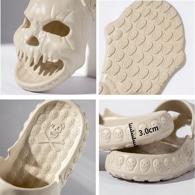 Fashion New Personalized Skull Design Slippers for Men 2024 Summer Fun Novelty Slides Thick Sole Platform Beach Non-slip Women Sandals