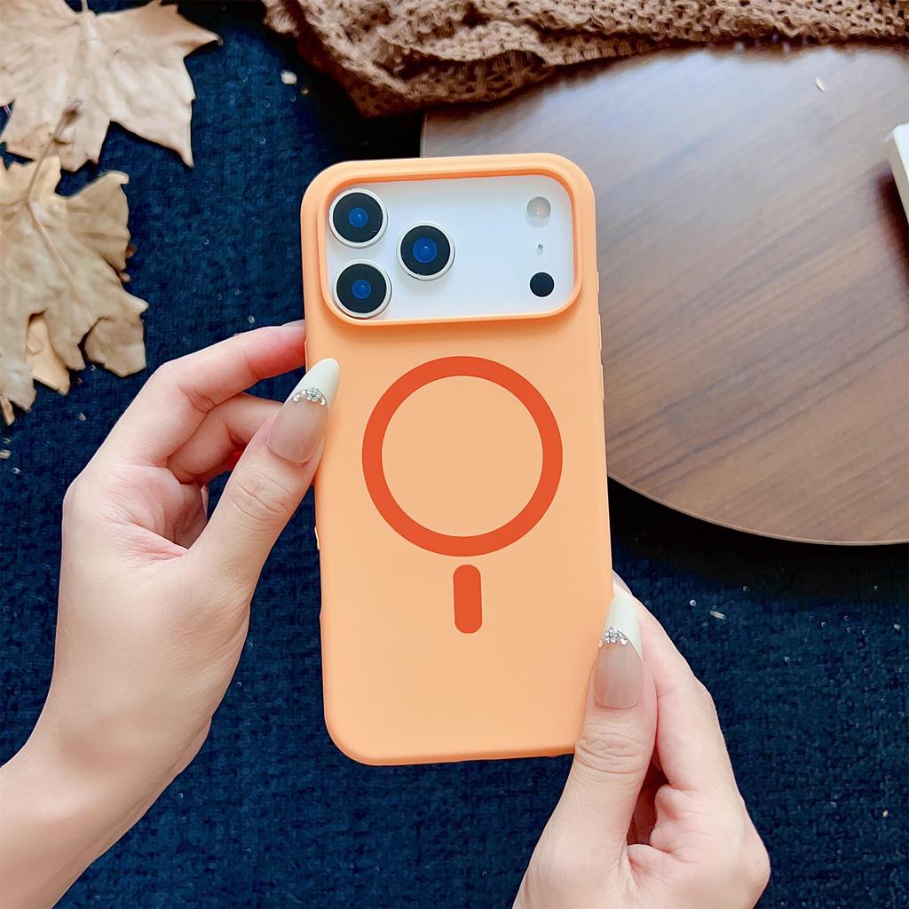 For iPhone 17 Pro Magnetic Case Silicone + PC Protective Phone Back Cover Compatible with MagSafe