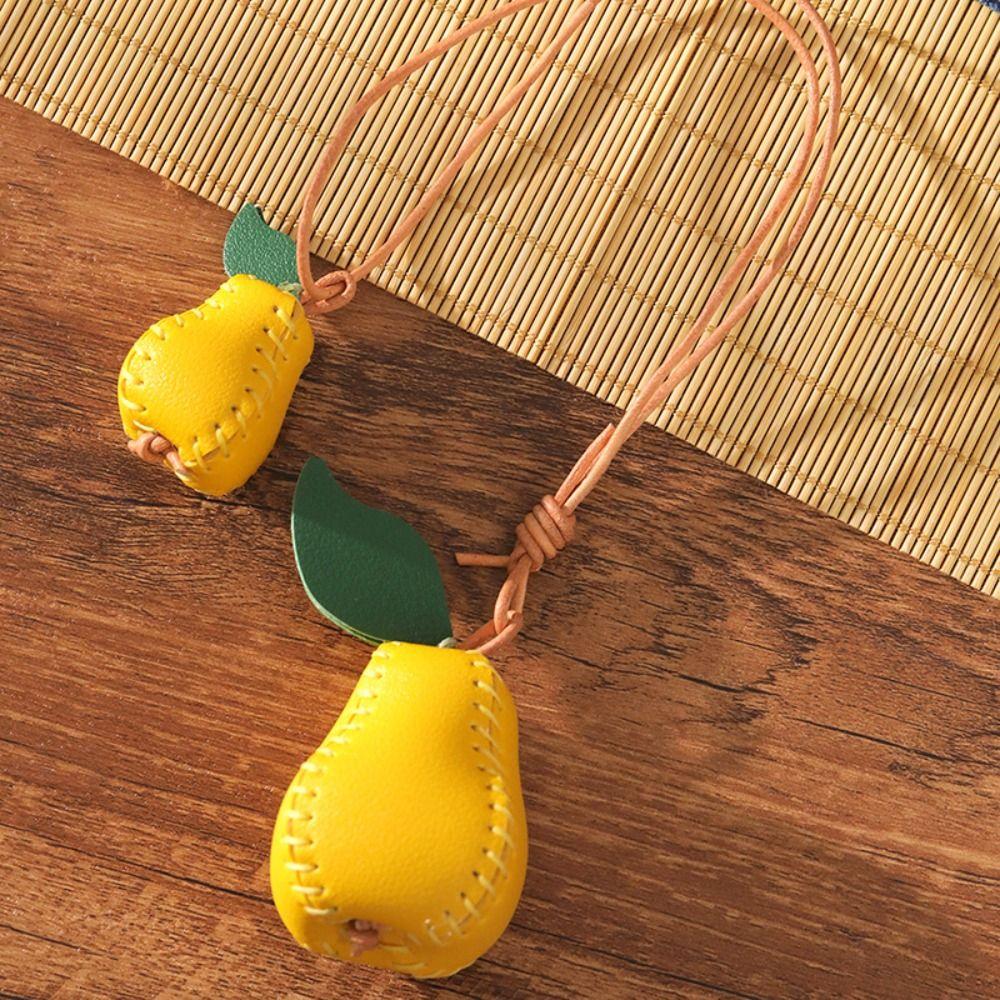 Persimmon DIY Material Package Keyring Pear Leather Keychain Trendy Fruit Bag Pendant Women