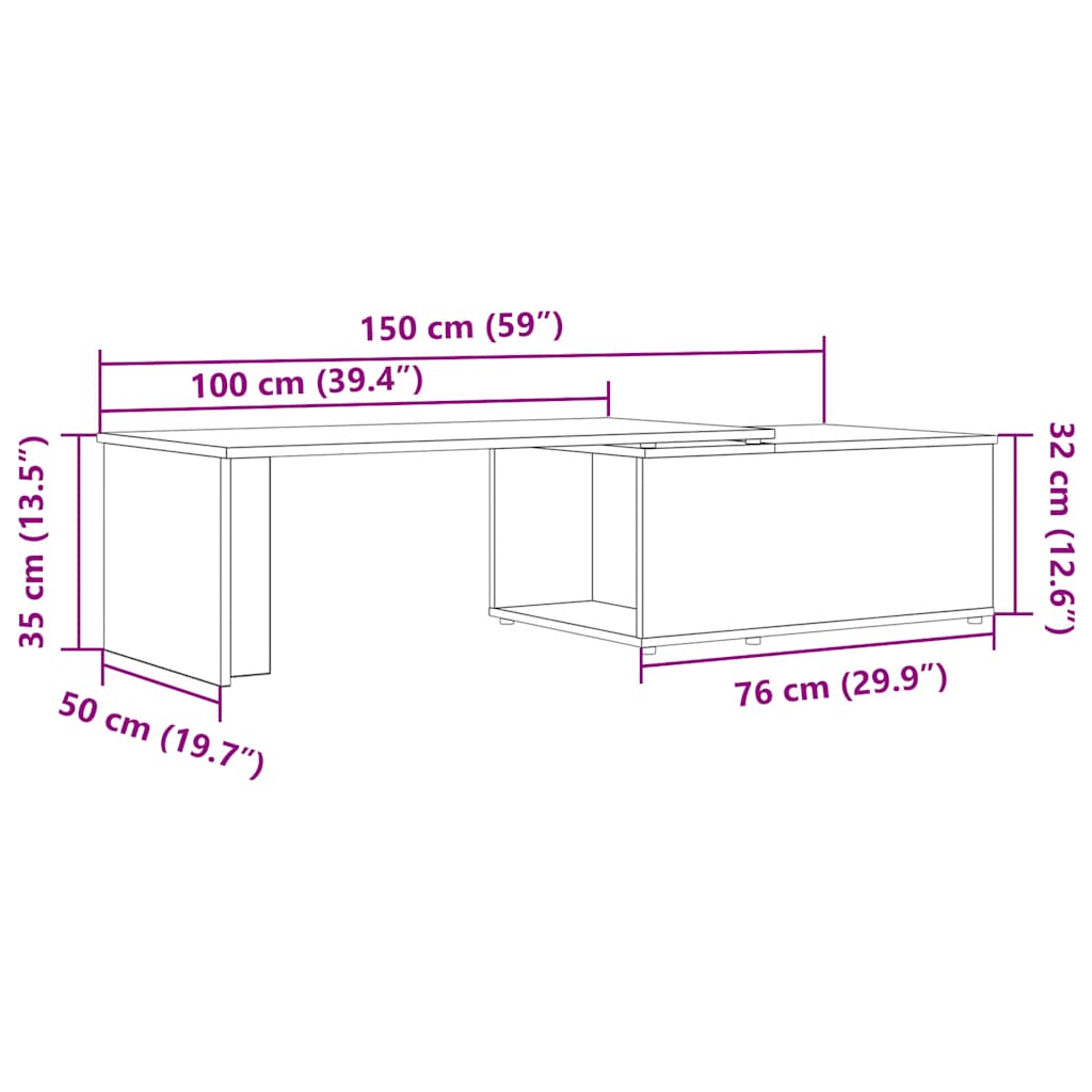 Coffee Table Vintage Wood Look 150 x 50 x 35 cm Engineered Wood