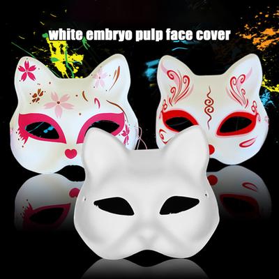 Cosplay Fox Masque with Elastic Band Solid Color DIY Painting Carnival Party