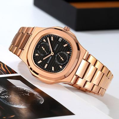 Herren Kalenderuhr Wasserdichte Herren Armbanduhr Edelstahl Herren Quarzuhren Lässige Uhr Uhren Montre