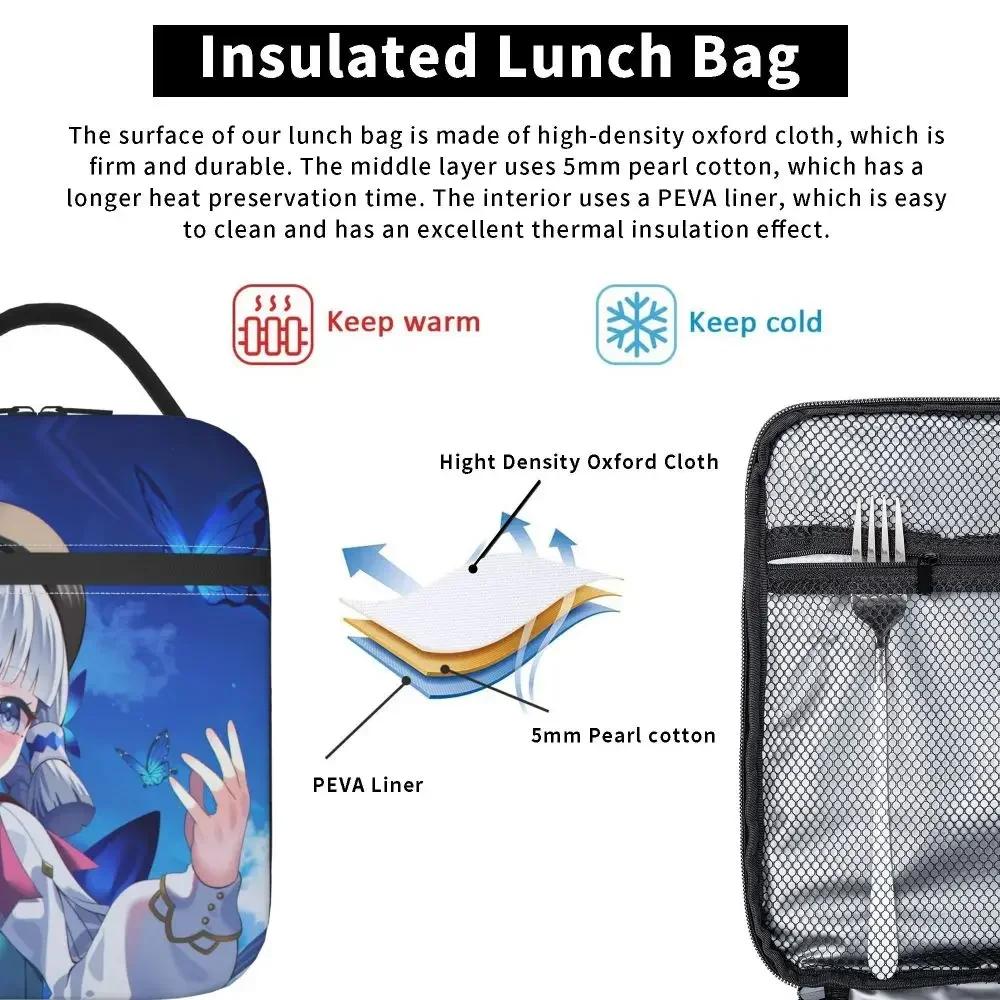 Kamisato Ayaka Thermal Insulated Lunch Bag for School Genshin Impact Portable Bag for Lunch Cooler Thermal Food Box