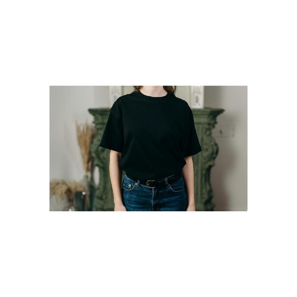 Schwarzes Oversize-Boyfriend-T-Shirt aus Baumwolle für Unisex mit Rundhalsausschnitt