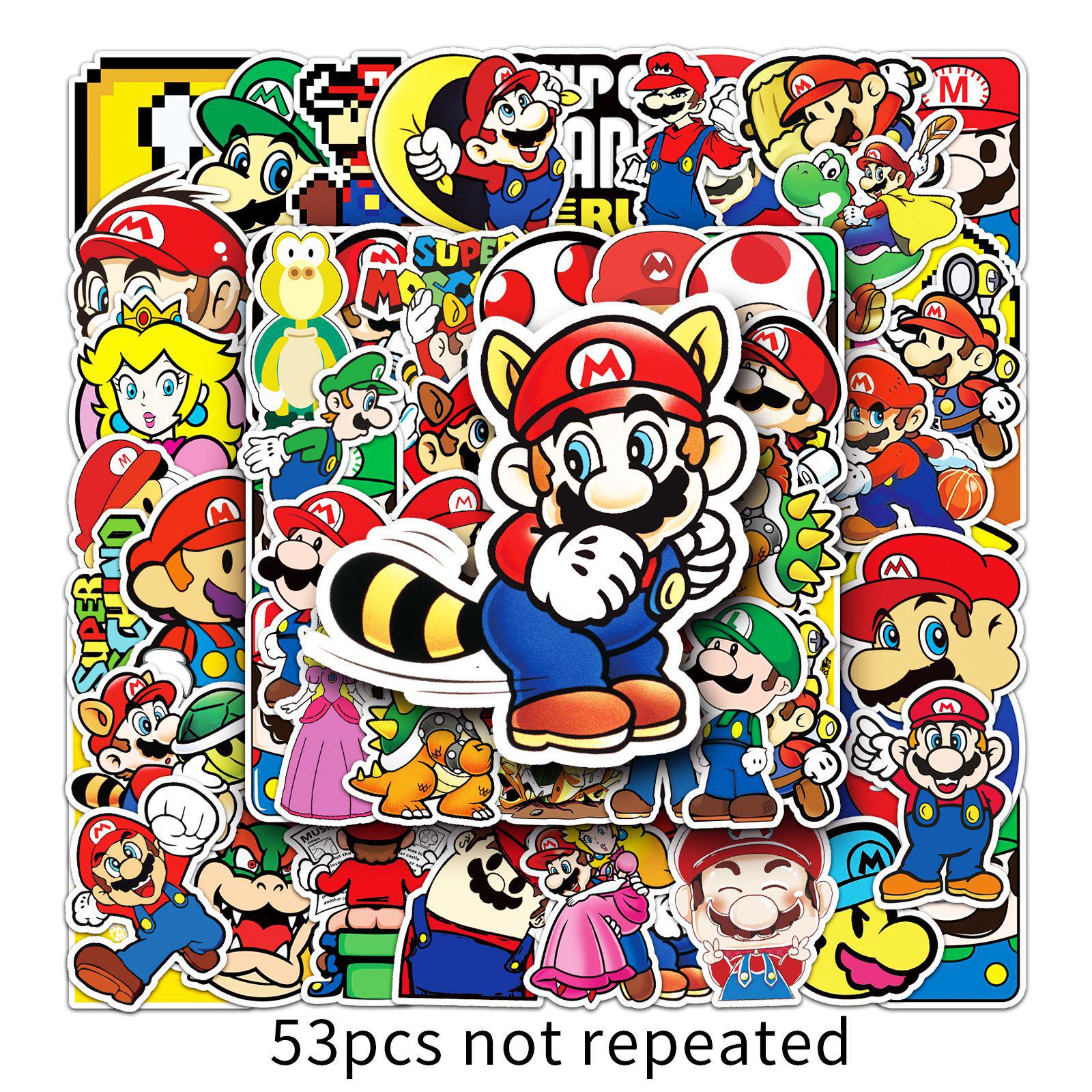 

53 Уникальные мультяшные наклейки Марио для украшения игры, чемодана, пианино, автомобиля, телефона и холодильника