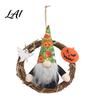 Halloween Gnome Wreath Wreath Faceless Rattan Rustic Hanging Decoration with Pumpkin Ghost for Front Door Wall Holiday Party Decor Three Dimensional
