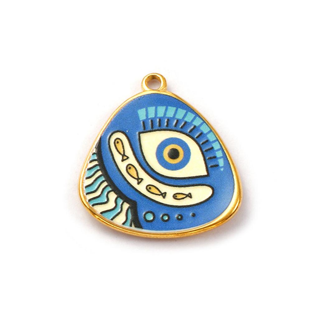 2 PCs 304 Stainless Steel Religious Charms 18K Gold Plated Enamel Evil Eye Pendants For DIY Necklace Jewelry Making Findings