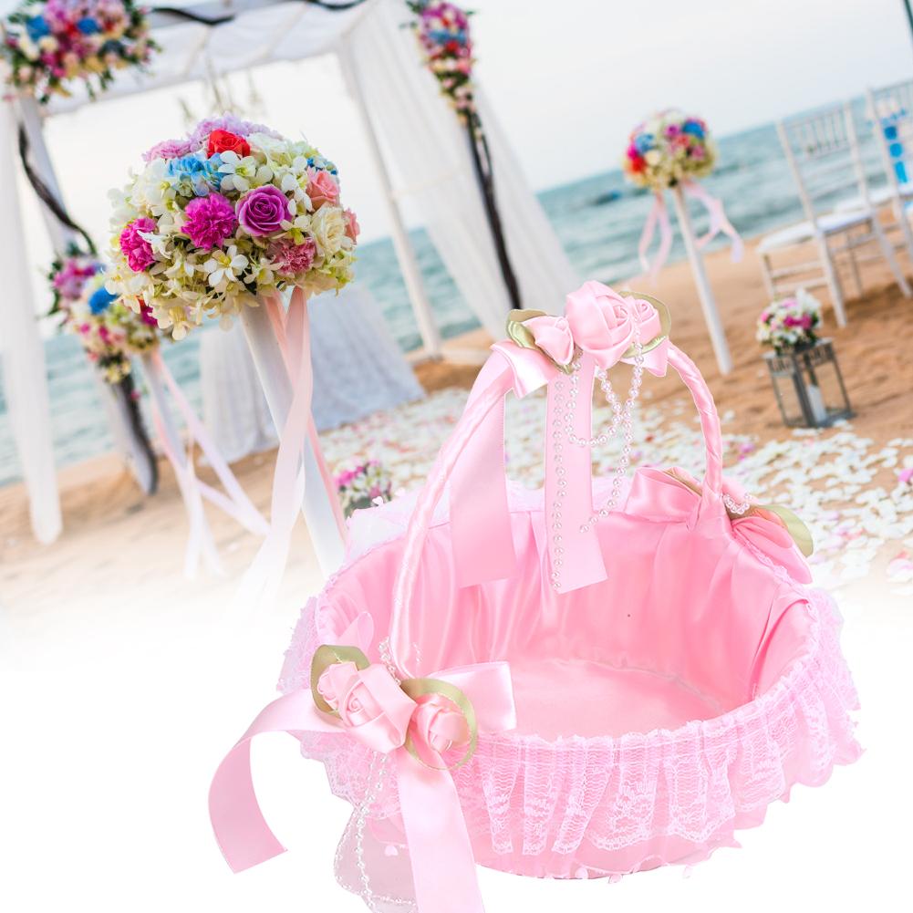 Bärbar Bröllopsspets Blombukett Korg Behållare Fest Ceremoni Tillbehör Dekoration