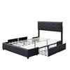 Chloe - Solid and Comfortable Bed 140x190 with Base with 4 Drawers BLACK Headboard 4 Cm Feet