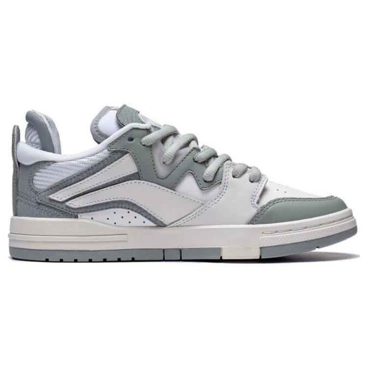 Li Ning Wave PRO Slip Resistant Cushioning Abrasion Resistant Support Low top Skateboard Shoes Women's Gray White AECT036-1