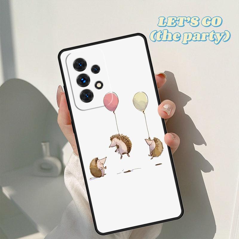 Hedgehog and Balloon Phone Case For Samsung Galaxy A42 A31 A40 A51 A71 A32 A80 A91 A52 A72 A73 A20e A21S A50 A70 A11 A12 Cover