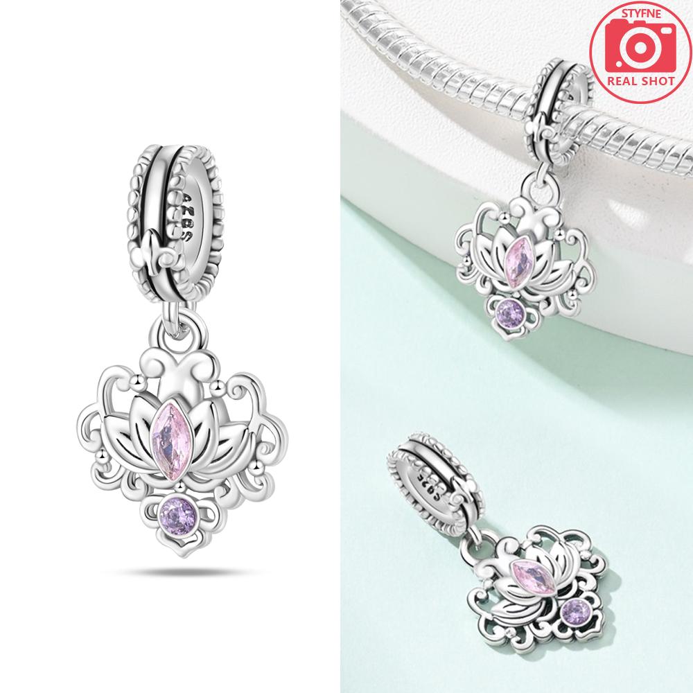 Heart Zircon Charms Original Classic Copper Plated Lotus Angel Beads Fitbracelets Women Diy Jewelry Fine Gifts Jewelry