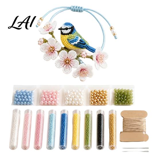 Quiet Time Handcraft Activities DIY Beaded Bracelet Making Kit 3D Hummingbird Butterfly Fox Small Ornament Kit Craft Beginner-Friendly Bead