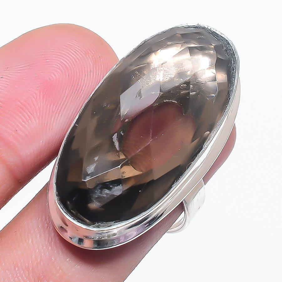 

Натуральный Дымчатый Топаз Драгоценный Камень 925 Стерлинговое Серебро Ювелирное Кольцо Размер 8 m2a13