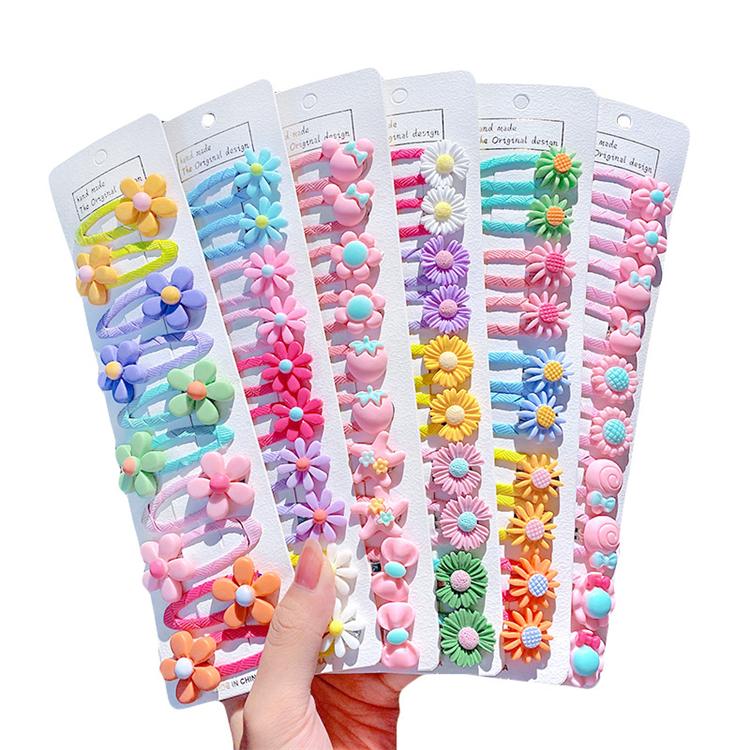 2021 Cute 10 Pcs/set Cartoon Hair Clips for Baby Girl Hairclip Flower Fruit Hair Pins Kids Hair Accessories Gift
