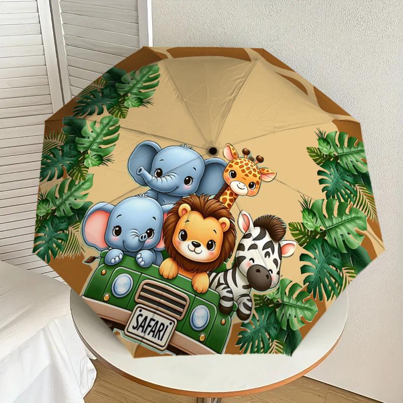 1PC Safari Jungle Umbrella-8-Rib Reinforced, Automatic Open, Lightweight & Durable, Cute Fashion Accessory for Outdoor-K1323