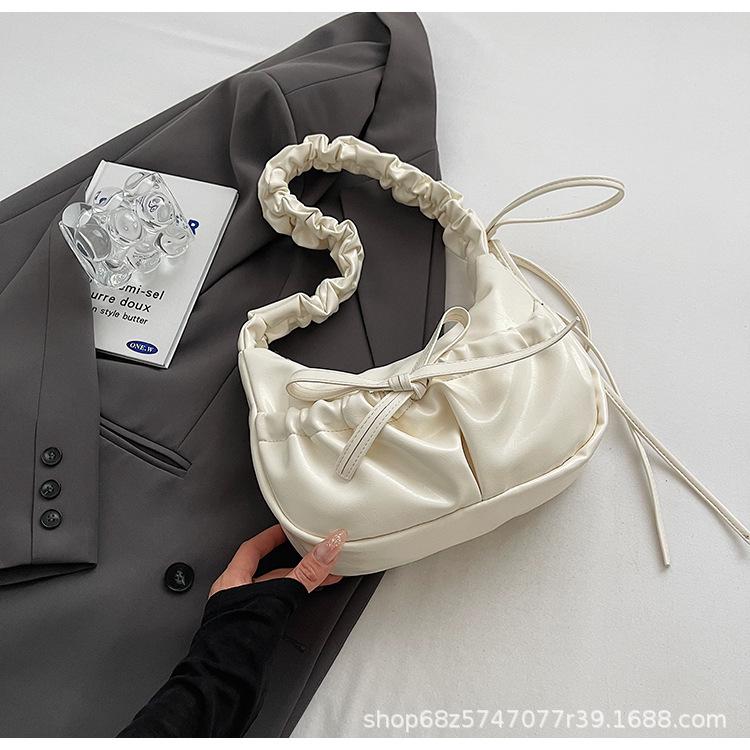 

Korean versatile casual pleated lace drawstring design crossbody shoulder bag armpit bag niche lazy dumpling bag