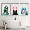 Spa Dogs Wall Art Set of 3, Canvas Prints Animal Posters Bathroom Decor, Modern Room Decoration for Restroom, Living Room Home D