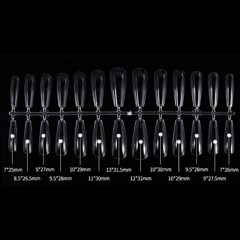 504Pcs Transparent Stiletto Fake Nail Tips Acrylic Ballerina Nail Tips Long Shape Half Cover Coffin Professional False Art Nail
