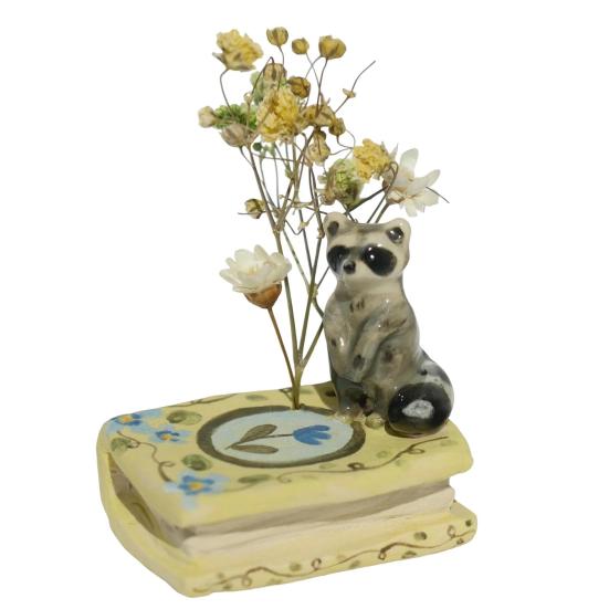 

Книга Скульптура Животное Мини-Ваза Миниатюрная Книга Лиса Красная Панда Енот Фигурка из Смолы Украшение Маленький Цветочный Держатель Украшения Подарок Любителям Книг F